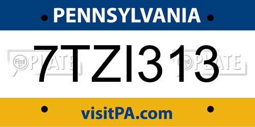 7TZI313 Pennsylvania License Plate