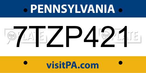 7TZP421 Pennsylvania License Plate