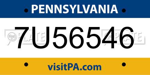 7U56546 Pennsylvania License Plate