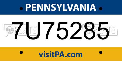 7U75285 Pennsylvania License Plate
