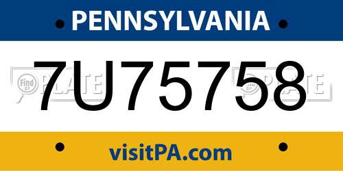 7U75758 Pennsylvania License Plate