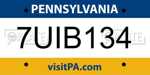 7UIB134 Pennsylvania License Plate