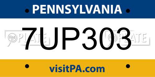 7UP303 Pennsylvania License Plate