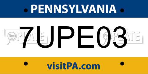 7UPE03 Pennsylvania License Plate