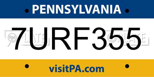 7URF355 Pennsylvania License Plate