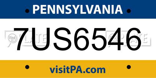 7US6546 Pennsylvania License Plate