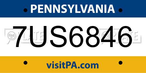 7US6846 Pennsylvania License Plate