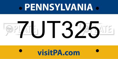 7UT325 Pennsylvania License Plate