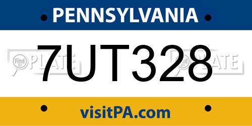 7UT328 Pennsylvania License Plate