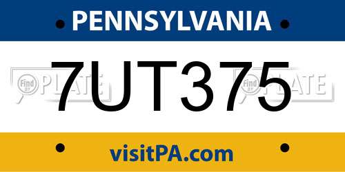 7UT375 Pennsylvania License Plate