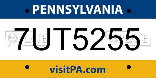 7UT5255 Pennsylvania License Plate