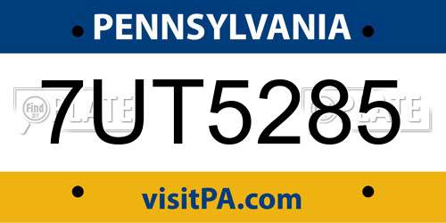 7UT5285 Pennsylvania License Plate