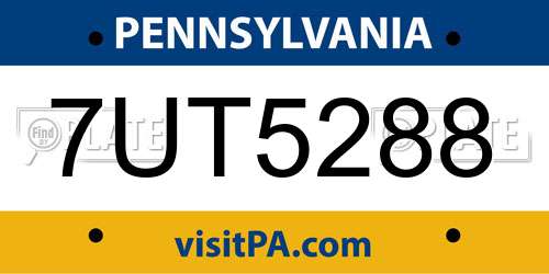 7UT5288 Pennsylvania License Plate