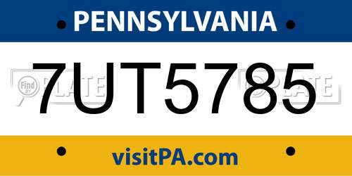 7UT5785 Pennsylvania License Plate