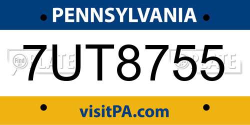 7UT8755 Pennsylvania License Plate