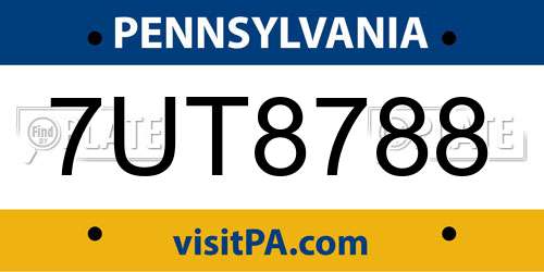 7UT8788 Pennsylvania License Plate