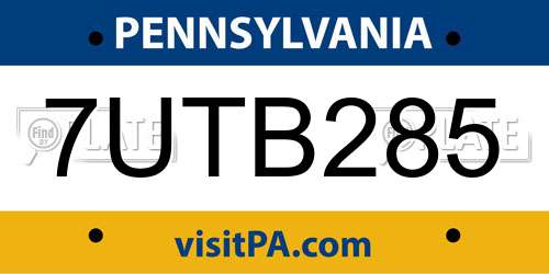 7UTB285 Pennsylvania License Plate