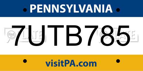 7UTB785 Pennsylvania License Plate