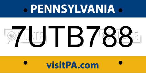 7UTB788 Pennsylvania License Plate