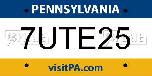 7UTE25 Pennsylvania License Plate