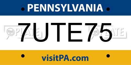7UTE75 Pennsylvania License Plate