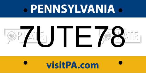 7UTE78 Pennsylvania License Plate