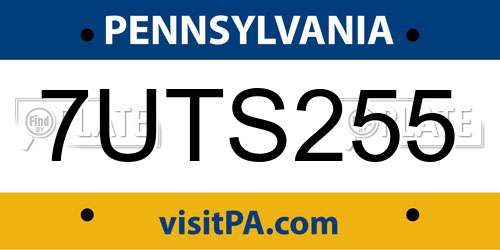 7UTS255 Pennsylvania License Plate