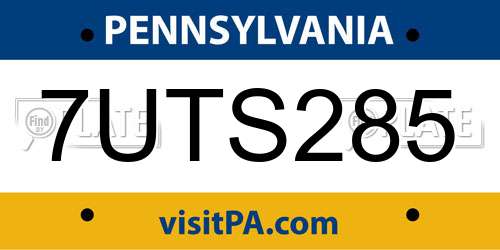 7UTS285 Pennsylvania License Plate