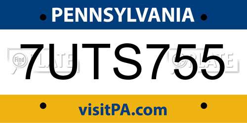 7UTS755 Pennsylvania License Plate