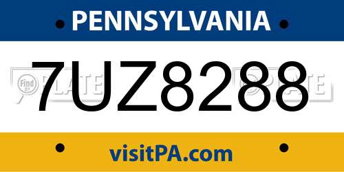 7UZ8288 Pennsylvania License Plate