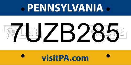 7UZB285 Pennsylvania License Plate