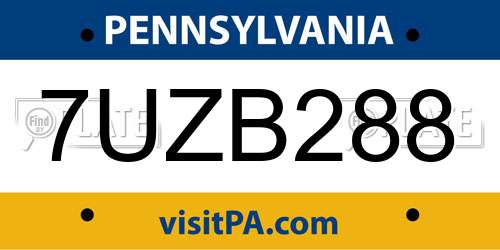 7UZB288 Pennsylvania License Plate