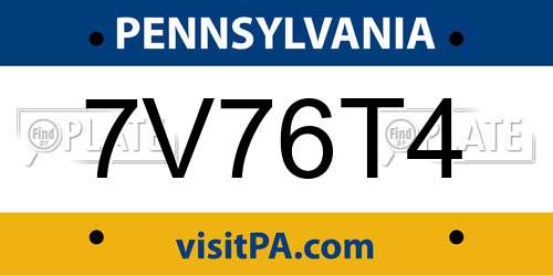 7V76T4 Pennsylvania License Plate