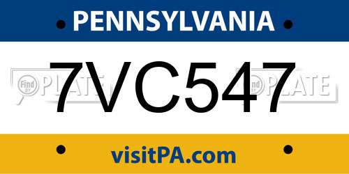 7VC547 Pennsylvania License Plate