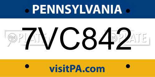 7VC842 Pennsylvania License Plate