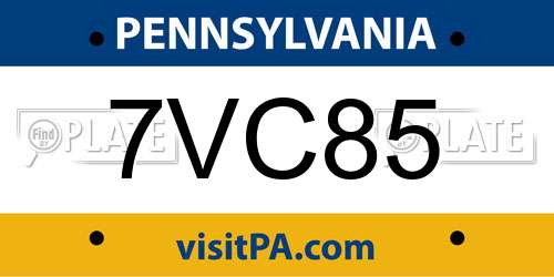 7VC85 Pennsylvania License Plate