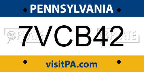 7VCB42 Pennsylvania License Plate