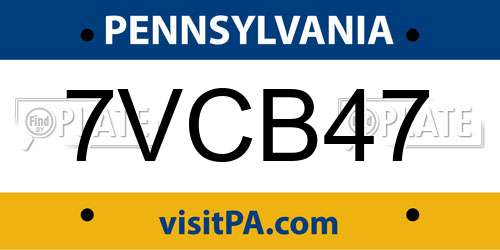7VCB47 Pennsylvania License Plate
