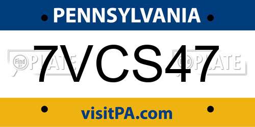 7VCS47 Pennsylvania License Plate
