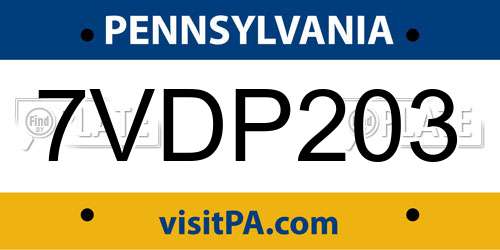 7VDP203 Pennsylvania License Plate