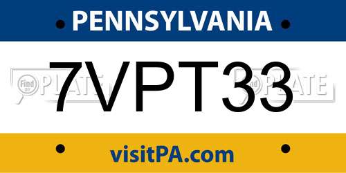 7VPT33 Pennsylvania License Plate