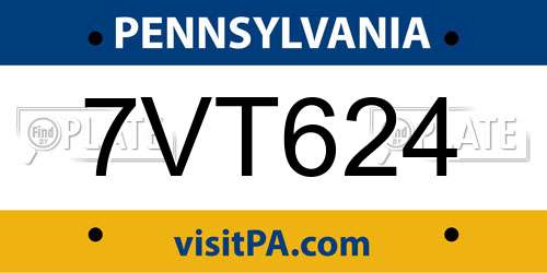 7VT624 Pennsylvania License Plate