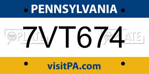 7VT674 Pennsylvania License Plate