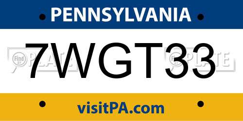 7WGT33 Pennsylvania License Plate