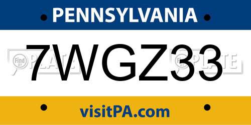 7WGZ33 Pennsylvania License Plate