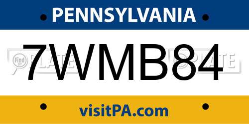 7WMB84 Pennsylvania License Plate