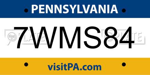 7WMS84 Pennsylvania License Plate