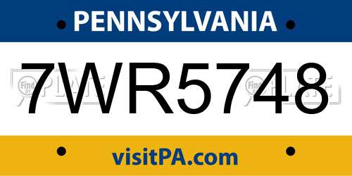 7WR5748 Pennsylvania License Plate