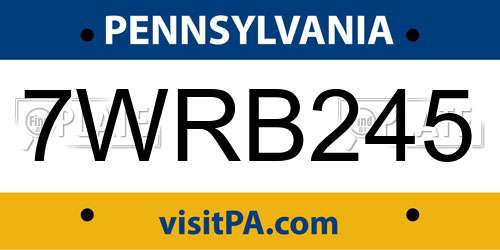 7WRB245 Pennsylvania License Plate