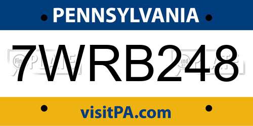 7WRB248 Pennsylvania License Plate